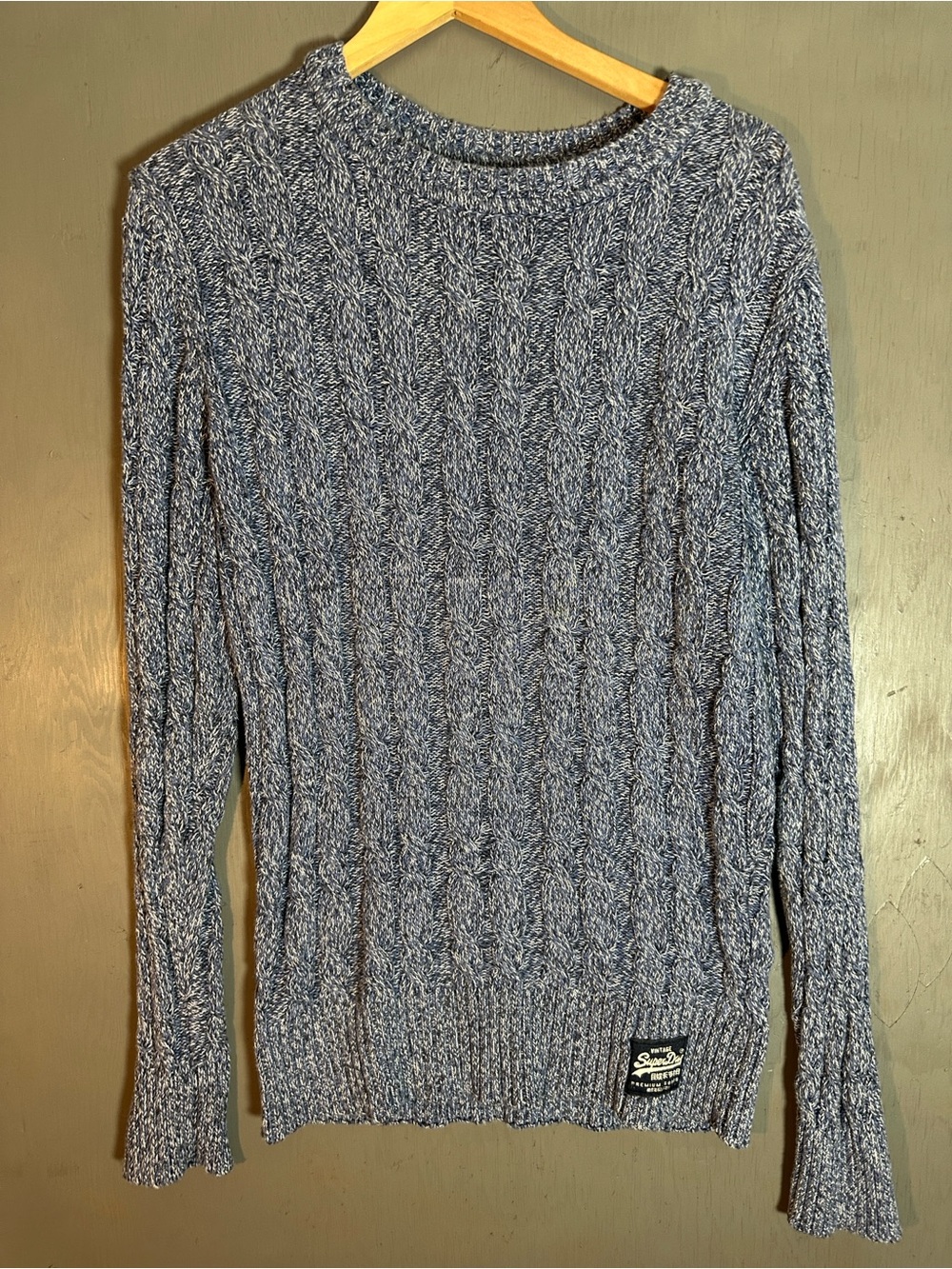Superdry Women's Navy Heather Cable Knit Turtleneck Sweater